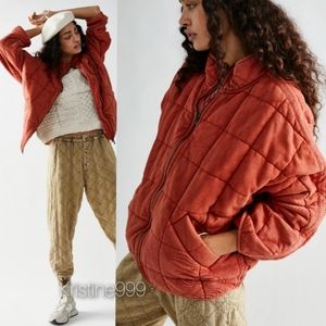 Free People Quilted Dolman Jacket in Myrrh Orange sz XS NWT